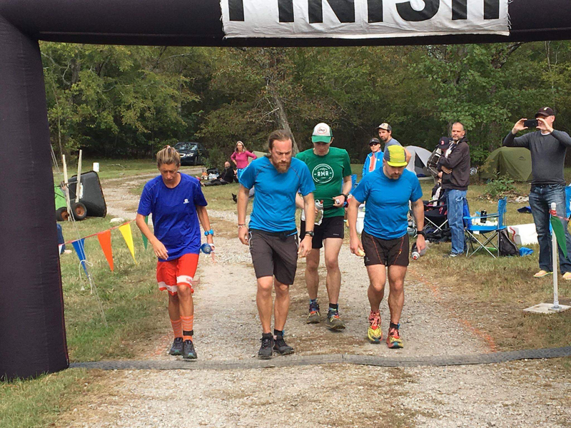55 hours, 229 miles. From left: Courtney Dauwalter, Johan Steene, Greg Salvesen, Gavin Woody.